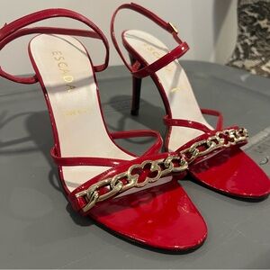 ESCADA 90s red patent leather strappy heels